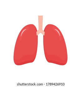 Icono de pulmones de estilo plano. Ilustración vectorial interna de órganos humanos aislada sobre fondo blanco. 