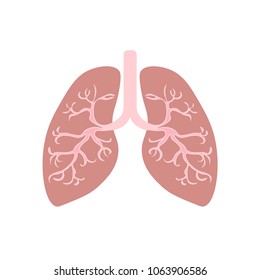 Lungs icon in flat style isolated on white background. Organs symbol stock vector illustration.