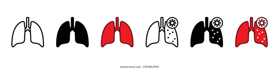 Lungs icon. Healthy and diseased lungs icon symbol in line and flat style. Medicals care vector illustration