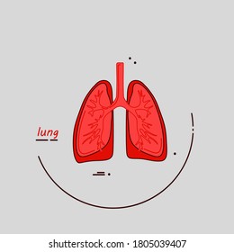 Lungs Icon. Human internal organ. Main organ with name. To perform vital functions. Vector line art modern illustration.