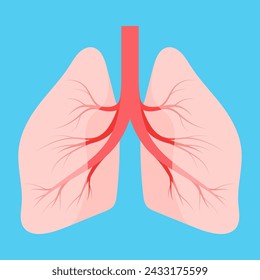 Lungs icon isolated on blue background