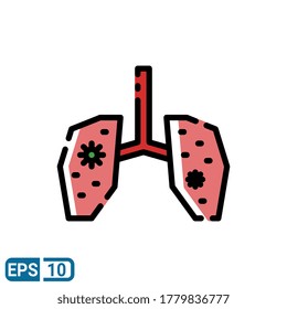 lungs icon isolated on white background. vector illustration in filled line style. EPS 10