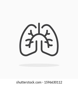 Lungs icon in line style. For your design, logo. Vector illustration. Editable Stroke.