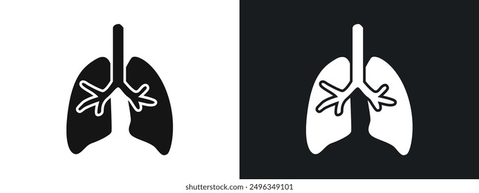 Lungs Icon linear graphics set vector in black