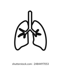 Lungs Icon linear vector graphics sign