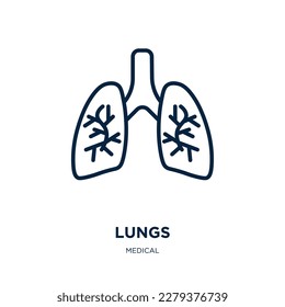 lungs icon from medical collection. Thin linear lungs, health, respiratory outline icon isolated on white background. Line vector lungs sign, symbol for web and mobile