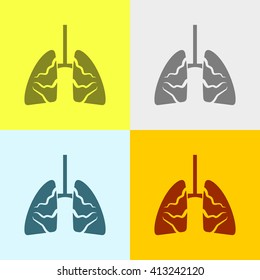 Lungs Icon on Four Different Backgrounds. Eps-10.