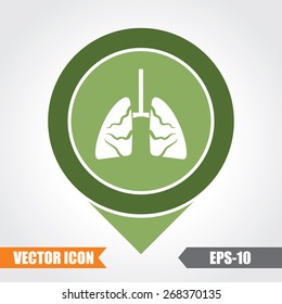 Lungs  Icon On Map Pointer. Eps.-10.