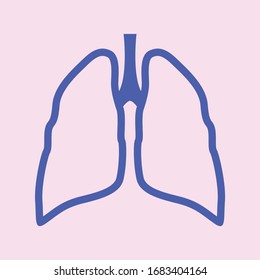 Icono de pulmones sobre fondo rosado. Ilustración vectorial.