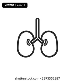 lungs icon on white background, Fitness, sport. vector illustration