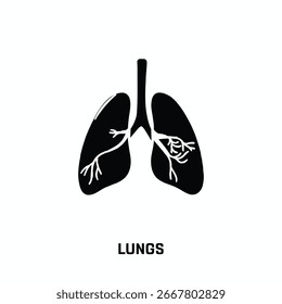 Un icono de pulmones sobre un fondo blanco, Una ilustración dibujada a mano del icono de pulmones sobre un fondo blanco