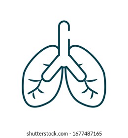 lungs icon over white background, line style, vector illustration