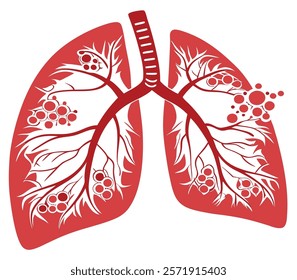 lungs icon red colour- vetor file