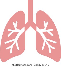 Lungs icon with respiratory system anatomy pulmonary healthcare medical breathing organ bronchial symbols flat glyph outline vector isolated design