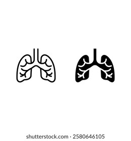Lungs icon set color editable on white background