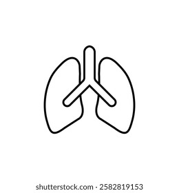 Lungs icon set Flat isolated outline sign