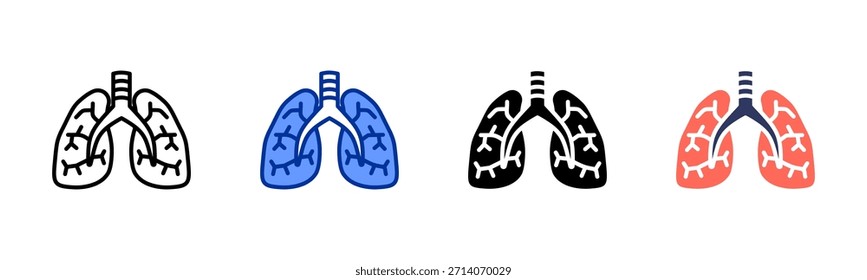 Conjunto de iconos de pulmones colección de estilo múltiple