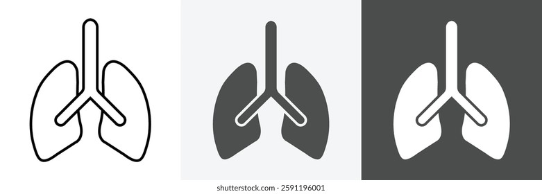 Lungs icon set vector art