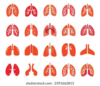 Lungs icon set.in white background .vector design 