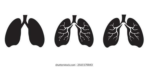 Lungs icon, Lungs silhouette vector illustration bundle.