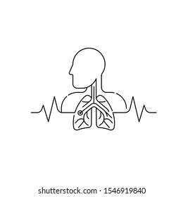 Lungs icon, simple flat style. Internal organs of the human design element, logo. Anatomy, medicine concept. Healthcare. Isolated on white background. Vector illustration.