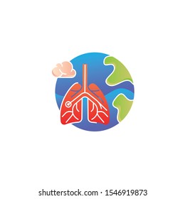 Lungs icon, simple flat style. Internal organs of the human design element, logo. Anatomy, medicine concept. Healthcare. Isolated on white background. Vector illustration.