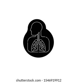 Lungs icon, simple flat style. Internal organs of the human design element, logo. Anatomy, medicine concept. Healthcare. Isolated on white background. Vector illustration.