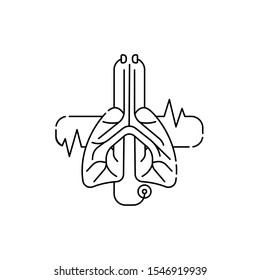 Lungs icon, simple flat style. Internal organs of the human design element, logo. Anatomy, medicine concept. Healthcare. Isolated on white background. Vector illustration.