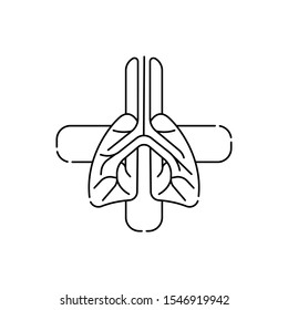 Lungs icon, simple flat style. Internal organs of the human design element, logo. Anatomy, medicine concept. Healthcare. Isolated on white background. Vector illustration.