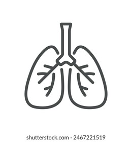 Icono Pulmones. Ilustración simple de líneas aisladas de pulmones humanos, que representa la salud respiratoria, la neumonología y la respiración. Perfecto para aplicaciones médicas y sanitarias.