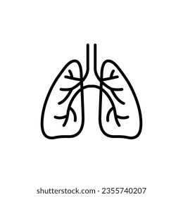 Lungs icon. Simple outline style. Human internal organ, lung, respiratory system, pulmonology concept. Thin line symbol. Vector illustration isolated on white background. EPS 10.