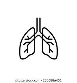 Lungs icon. Simple outline style. Human internal organ, lung, respiratory system, pulmonology concept. Thin line symbol. Vector illustration isolated on white background. EPS 10.