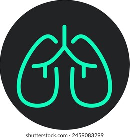 Lungs icon.  Simple outline style.  Human internal organs, lungs, respiratory system, pulmonology concept