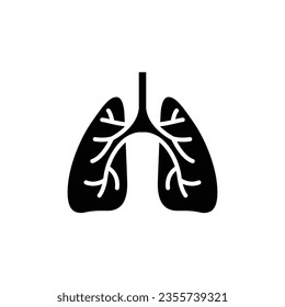 Lungs icon. Simple solid style. Human internal organ, lung, respiratory system, pulmonology concept. Black silhouette, glyph symbol. Vector illustration isolated on white background. EPS 10.