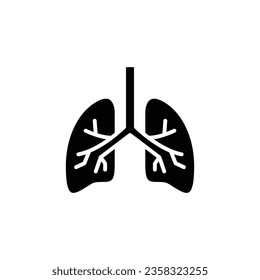 Lungs icon. Simple solid style. Human internal organ, lung, respiratory system, pulmonology concept. Black silhouette, glyph symbol. Vector illustration isolated on white background. EPS 10.