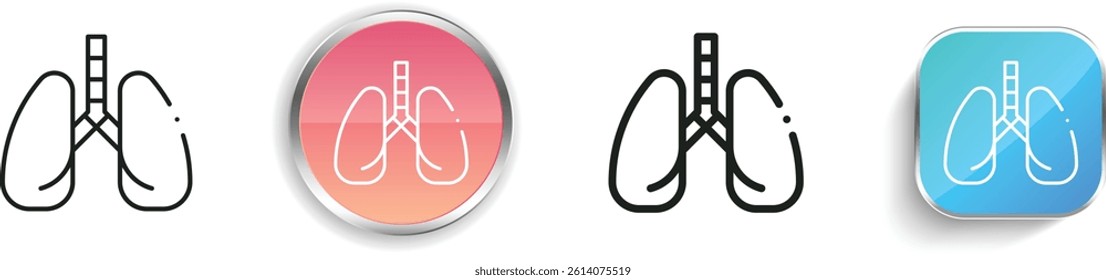 lungs icon. Thin Linear, Regular and Button Style Design Isolated On White Background