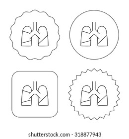 Lungs icon. Transplantation organ sign. Pulmology symbol. Flat circle, star and emblem buttons. Labels design. Vector