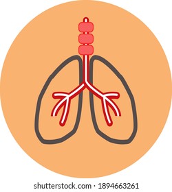 Lungs icon in trendy flat style isolated on a peach background. Lungs icon page symbol for your web site design Lungs icon logo, app, UI. Vector illustration, EPS10.