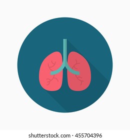 Lungs icon , Vector flat long shadow design. 
