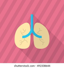 Lungs icon , Vector flat long shadow design.