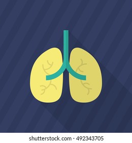 Lungs icon , Vector flat long shadow design.