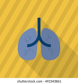 Lungs icon , Vector flat long shadow design.