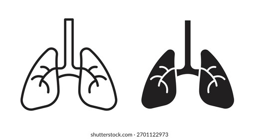Pulmones icono Vector glifo plano y de moda línea de trazo pack