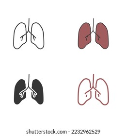 pulmones icono vector órgano humano sistema respiratorio