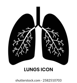 Lungs icon, vector illustration. Human lungs anatomy design, Silhouette of human lungs, for web, app, logo. Vector illustration.