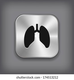 Lungs icon - vector metal app button with shadow