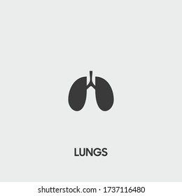 icono de pulmones. vector pulmonar sobre fondo gris