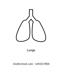 Lungs icon vector on white background. Black icon illustration