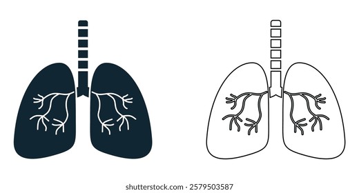 lungs icon vector, respiratory health, breathing, and medical care, healthcare, pulmonology, anatomy, medical infographics, and wellness pictogram symbol ui and ux design, glyphs and stroke line