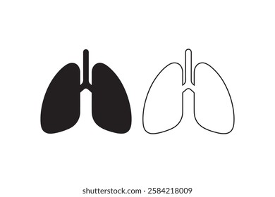 Lungs icon vector silhouette isolated in white background